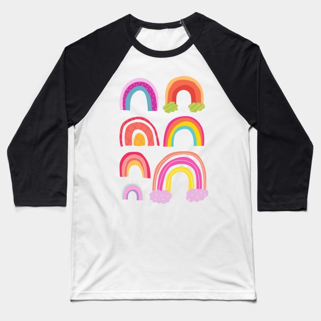 Rainbows Baseball T-Shirt by Kamaloca
